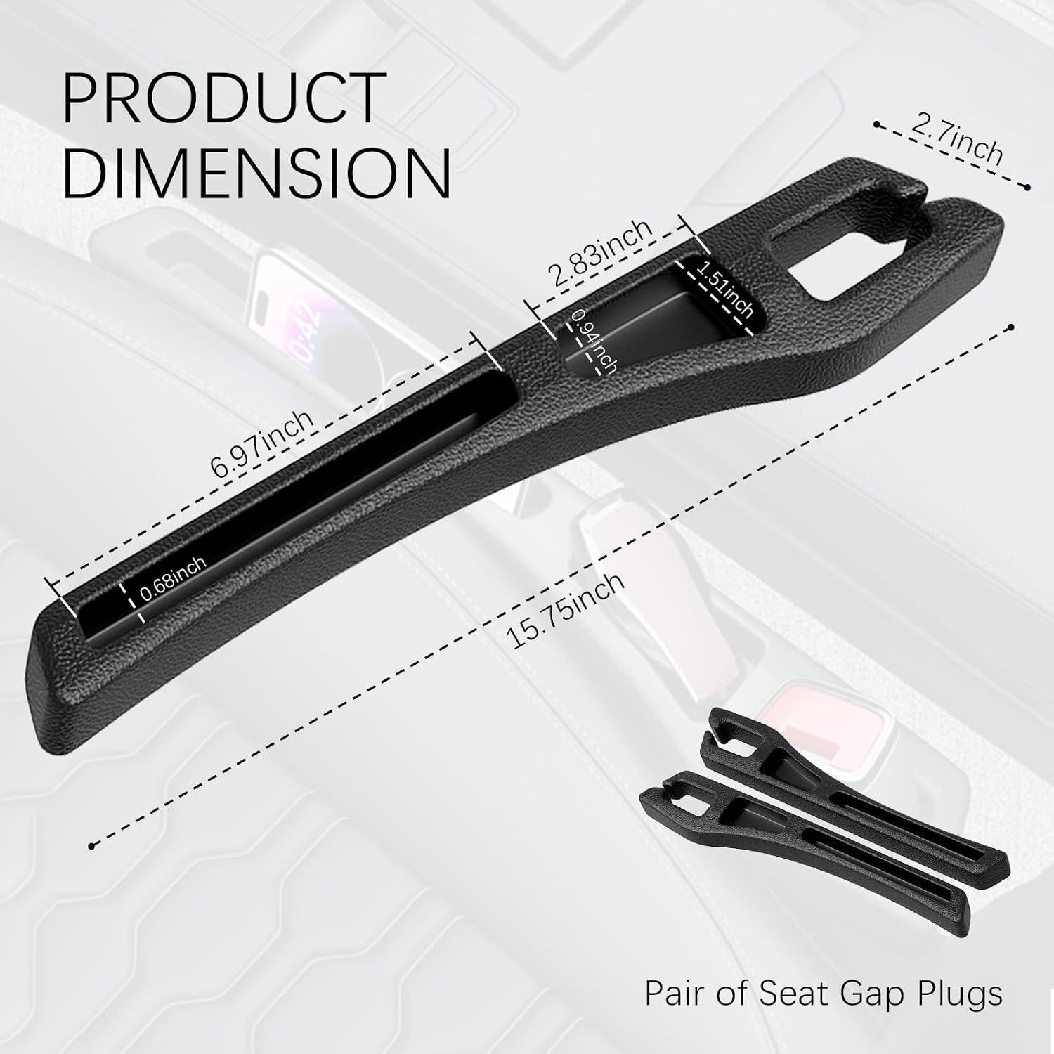 Car Seat Gap Filler with Storage Pocket, Set of 2