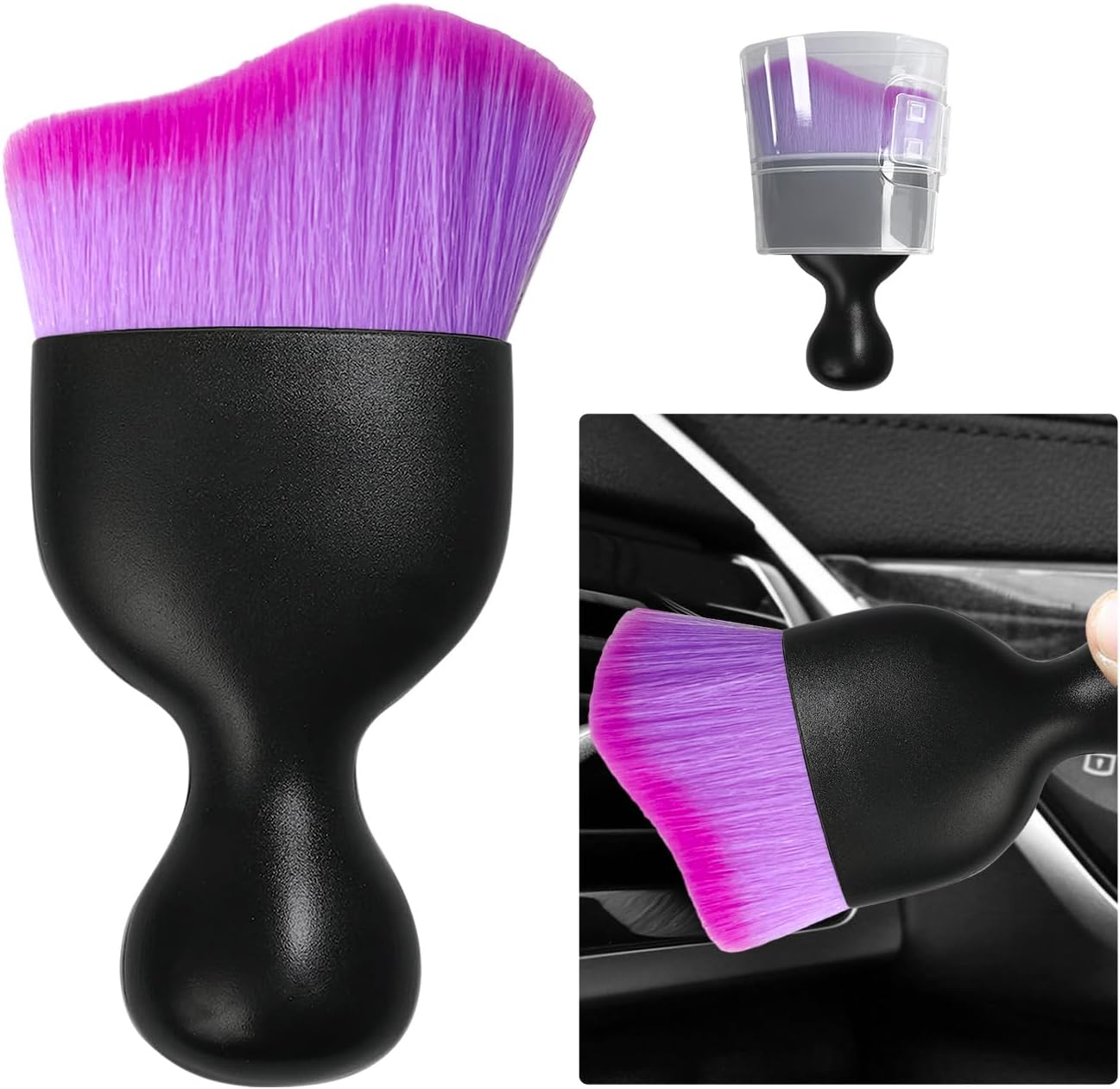 Curved Soft-Bristle Detailing Brush for Car Interiors