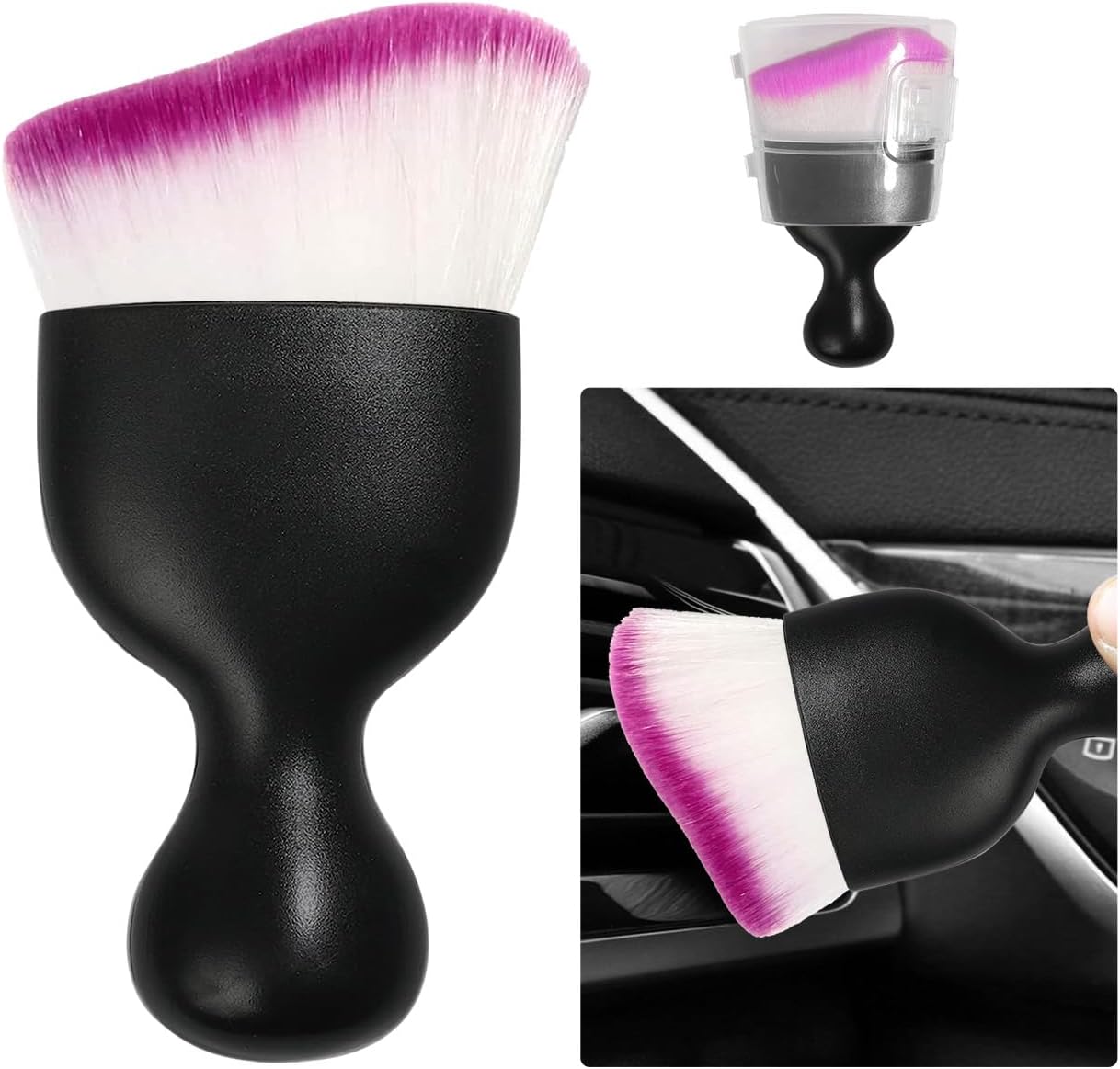 Curved Soft-Bristle Detailing Brush for Car Interiors