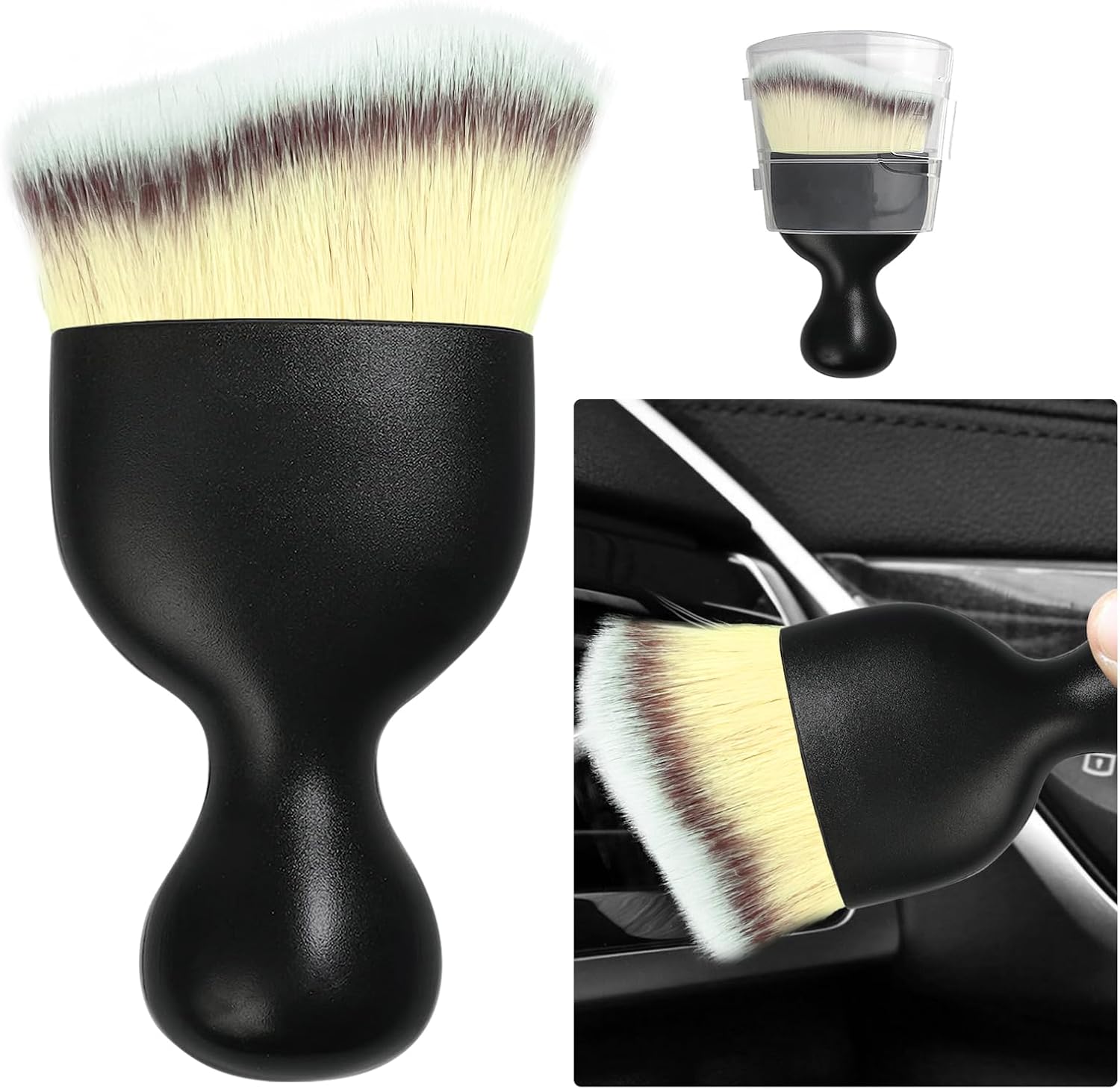 Curved Soft-Bristle Detailing Brush for Car Interiors