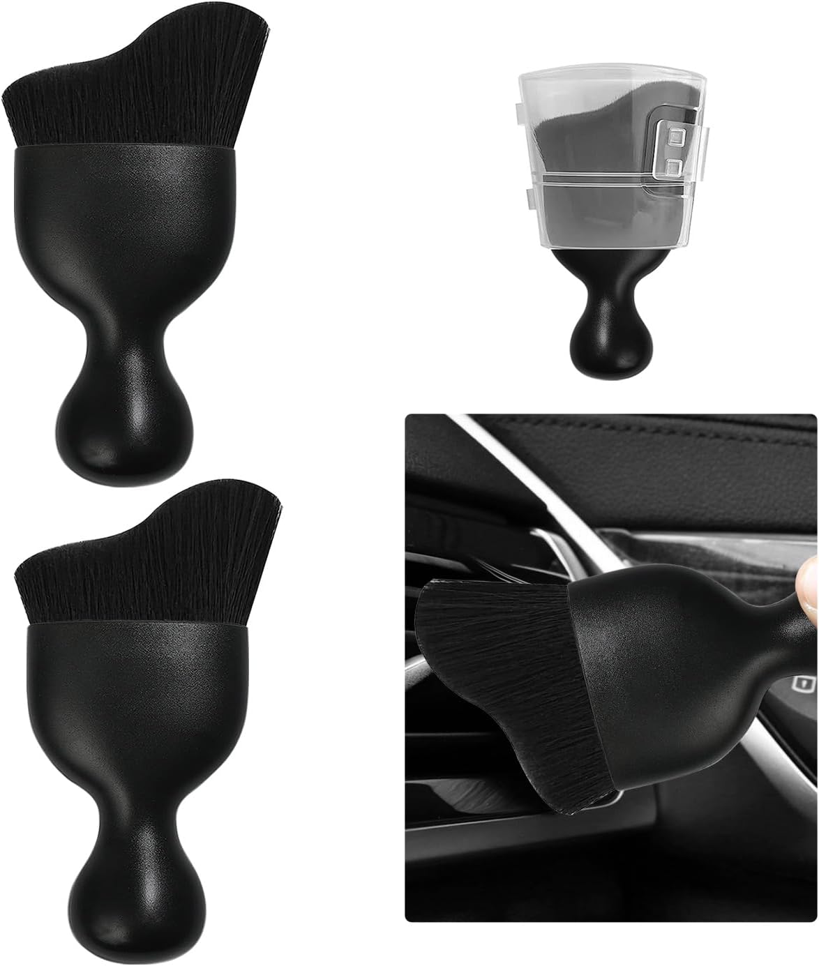 Curved Soft-Bristle Detailing Brush for Car Interiors