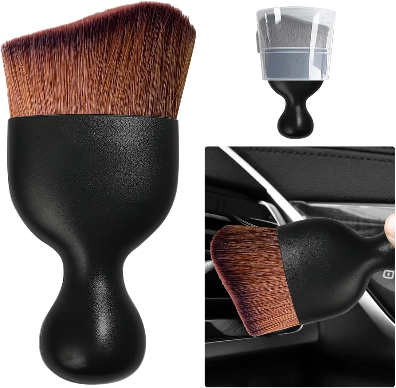 Curved Soft-Bristle Detailing Brush for Car Interiors