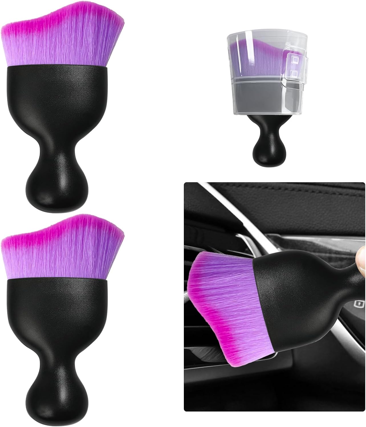 Curved Soft-Bristle Detailing Brush for Car Interiors