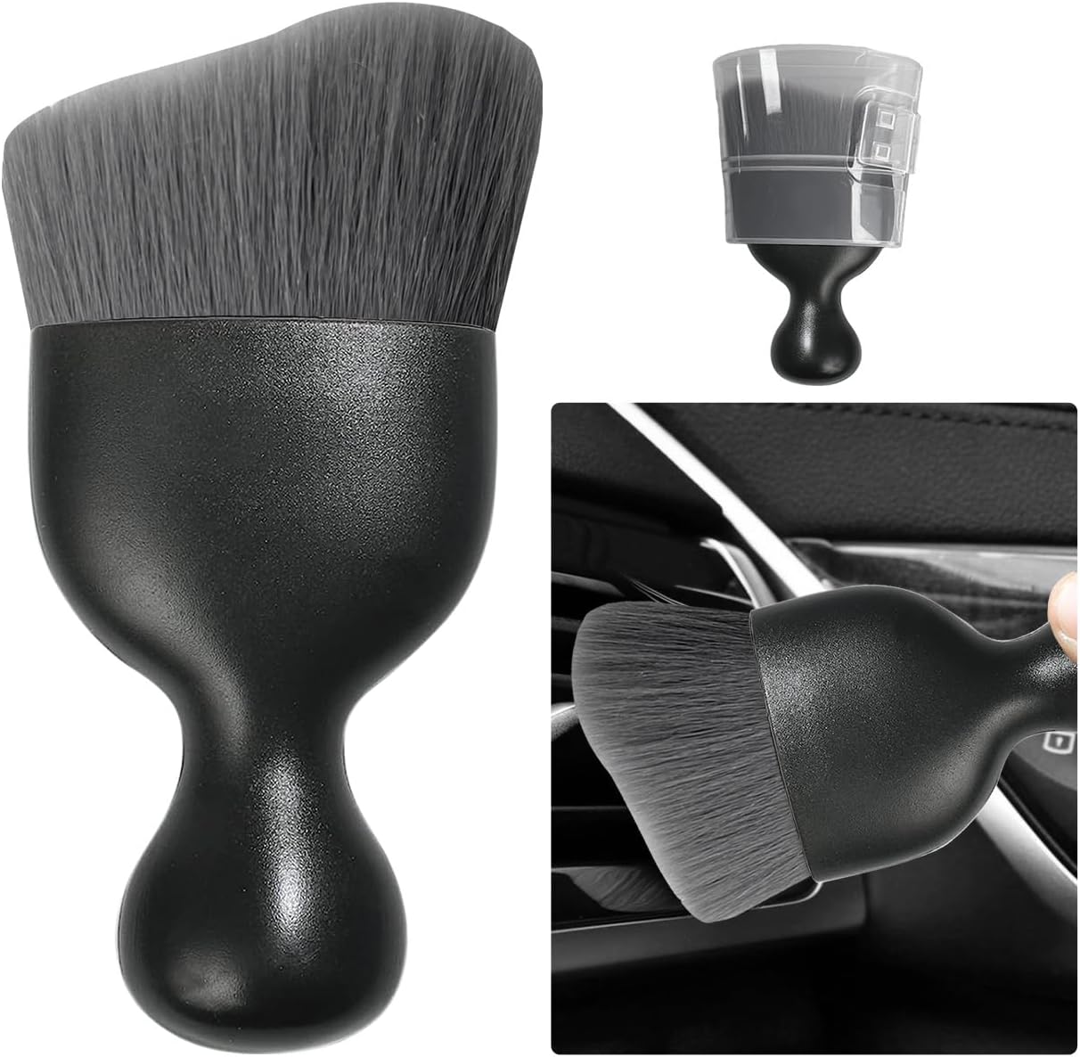 Curved Soft-Bristle Detailing Brush for Car Interiors