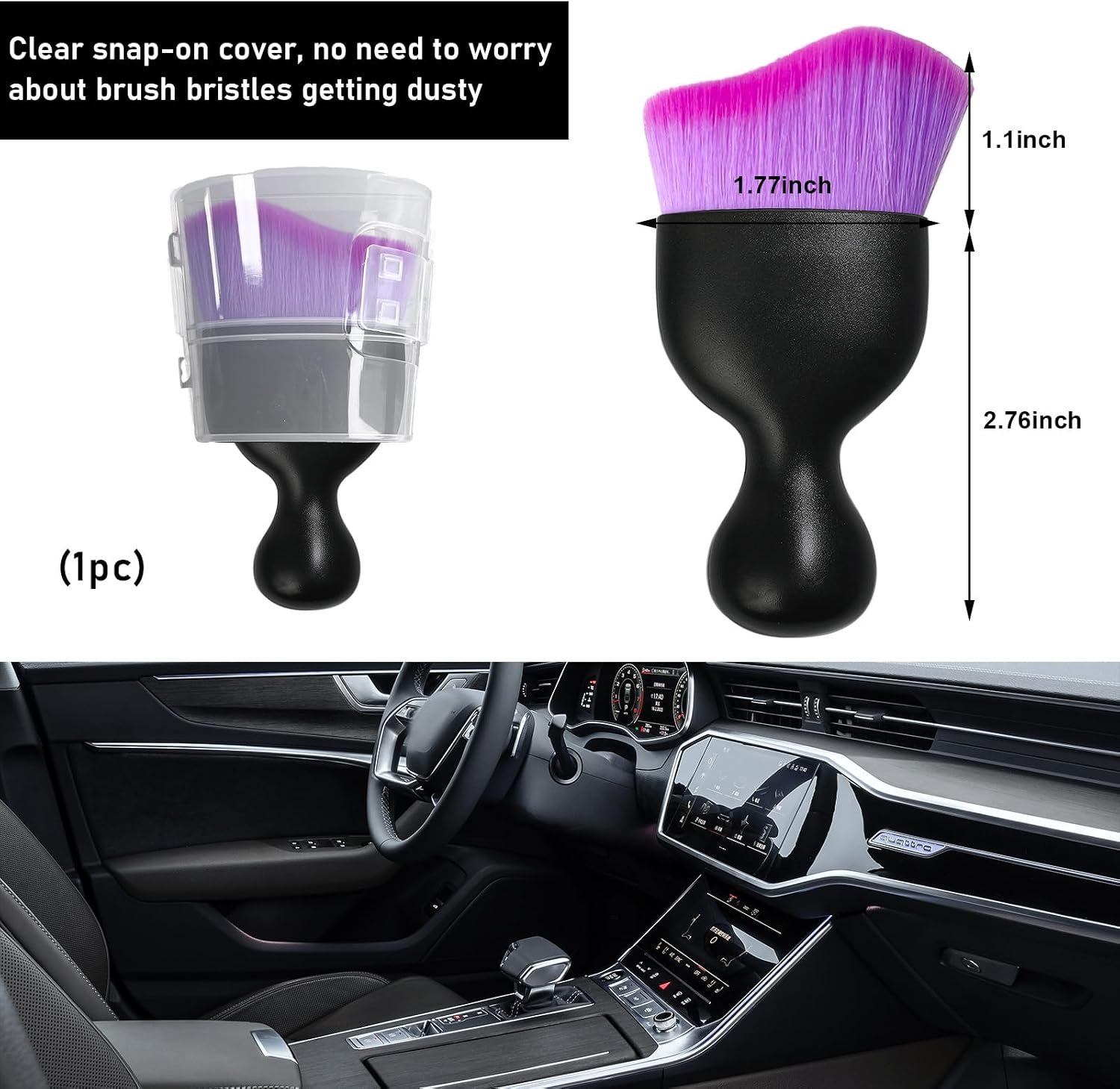 Curved Soft-Bristle Detailing Brush for Car Interiors