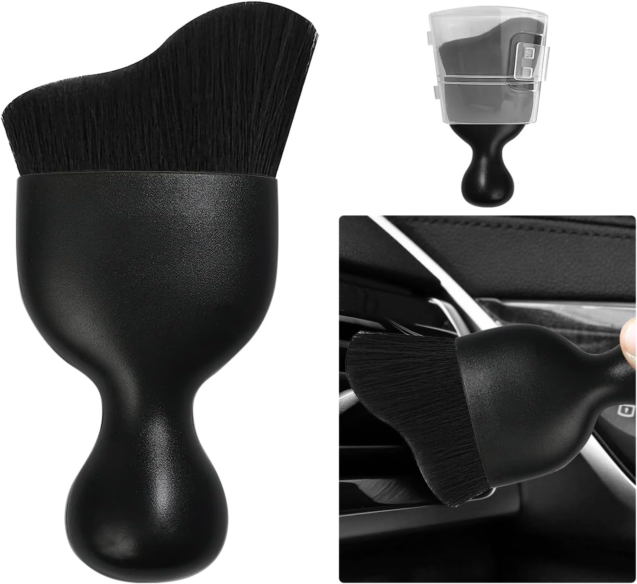 Curved Soft-Bristle Detailing Brush for Car Interiors