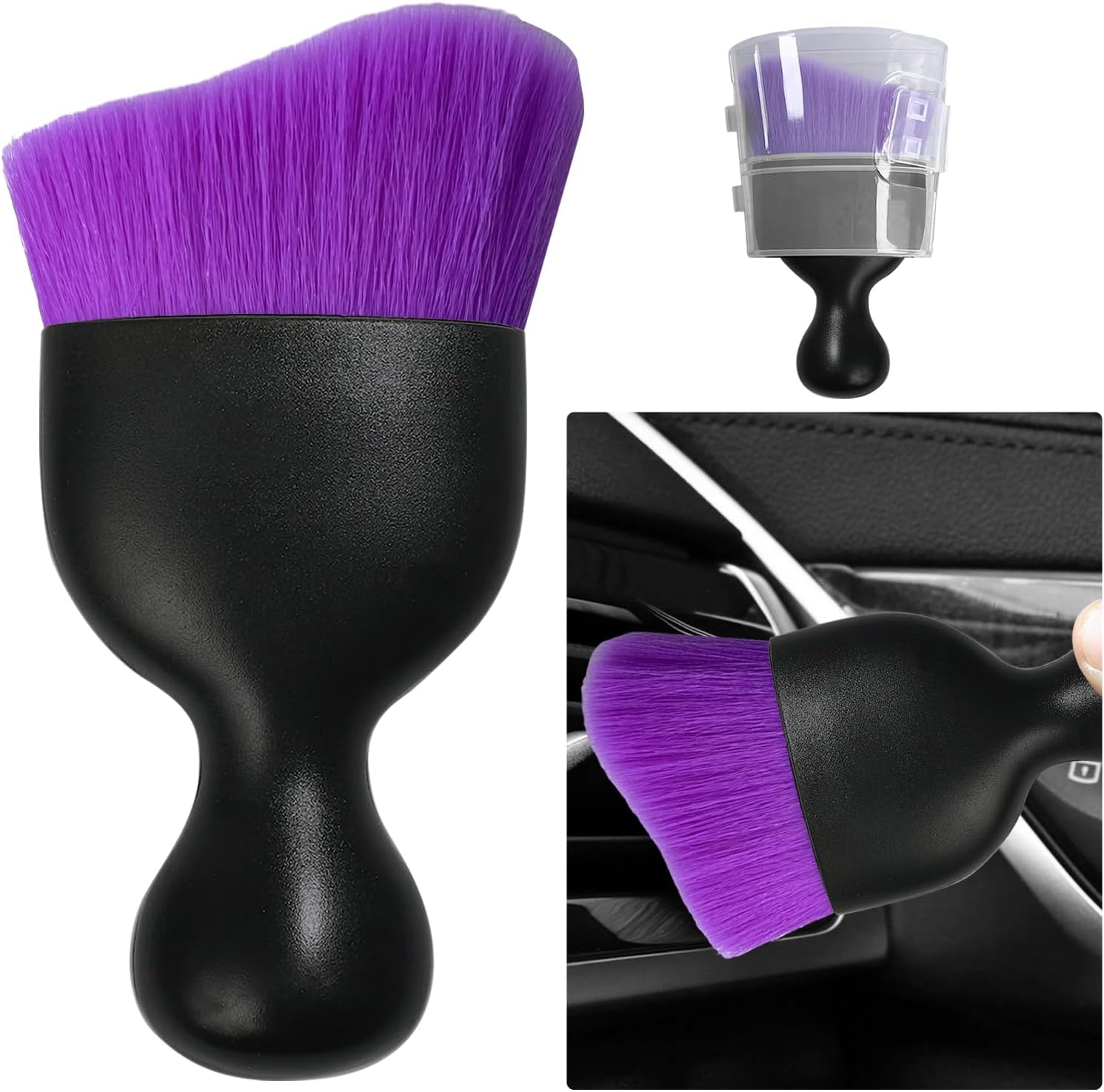 Curved Soft-Bristle Detailing Brush for Car Interiors