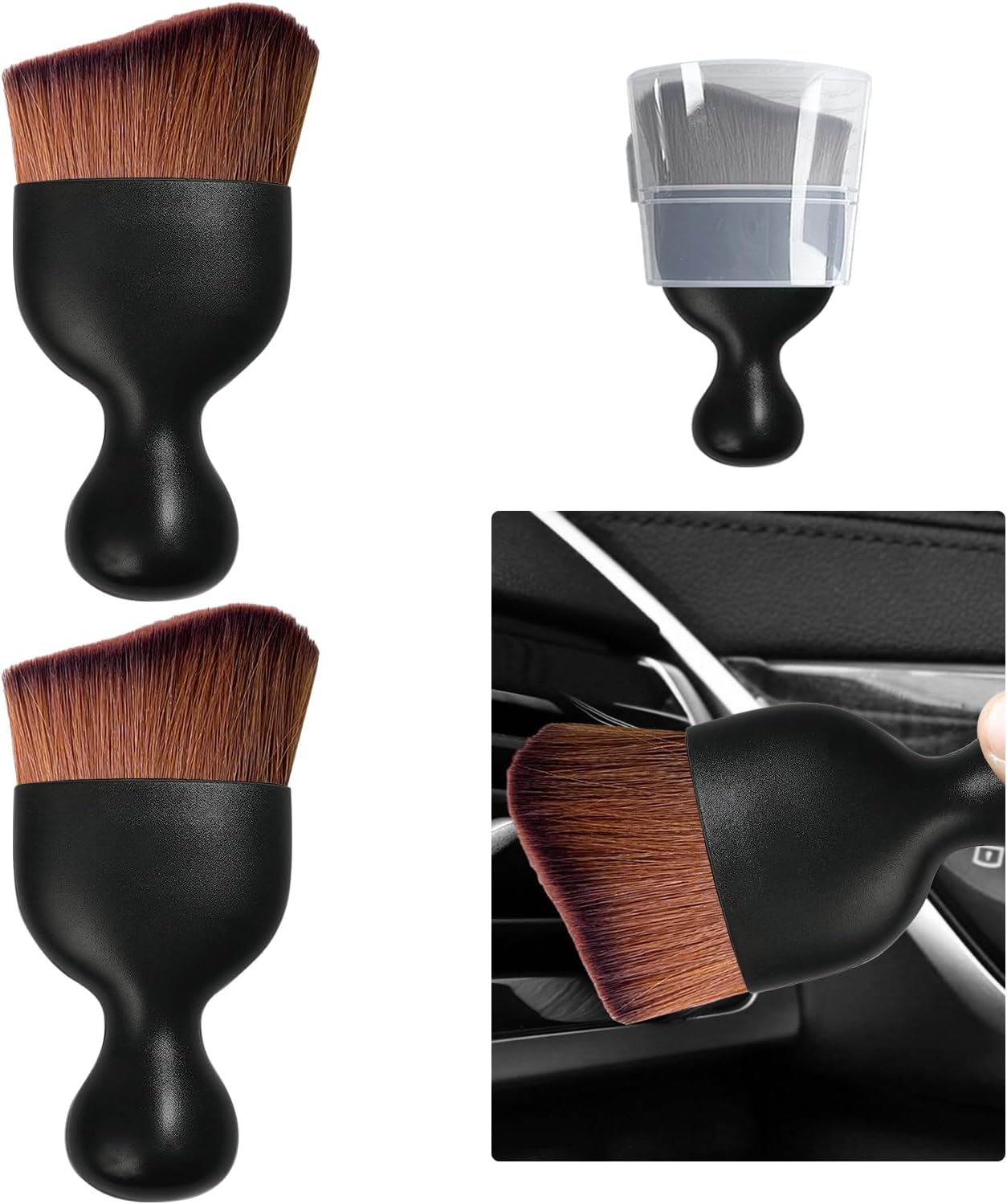 Curved Soft-Bristle Detailing Brush for Car Interiors