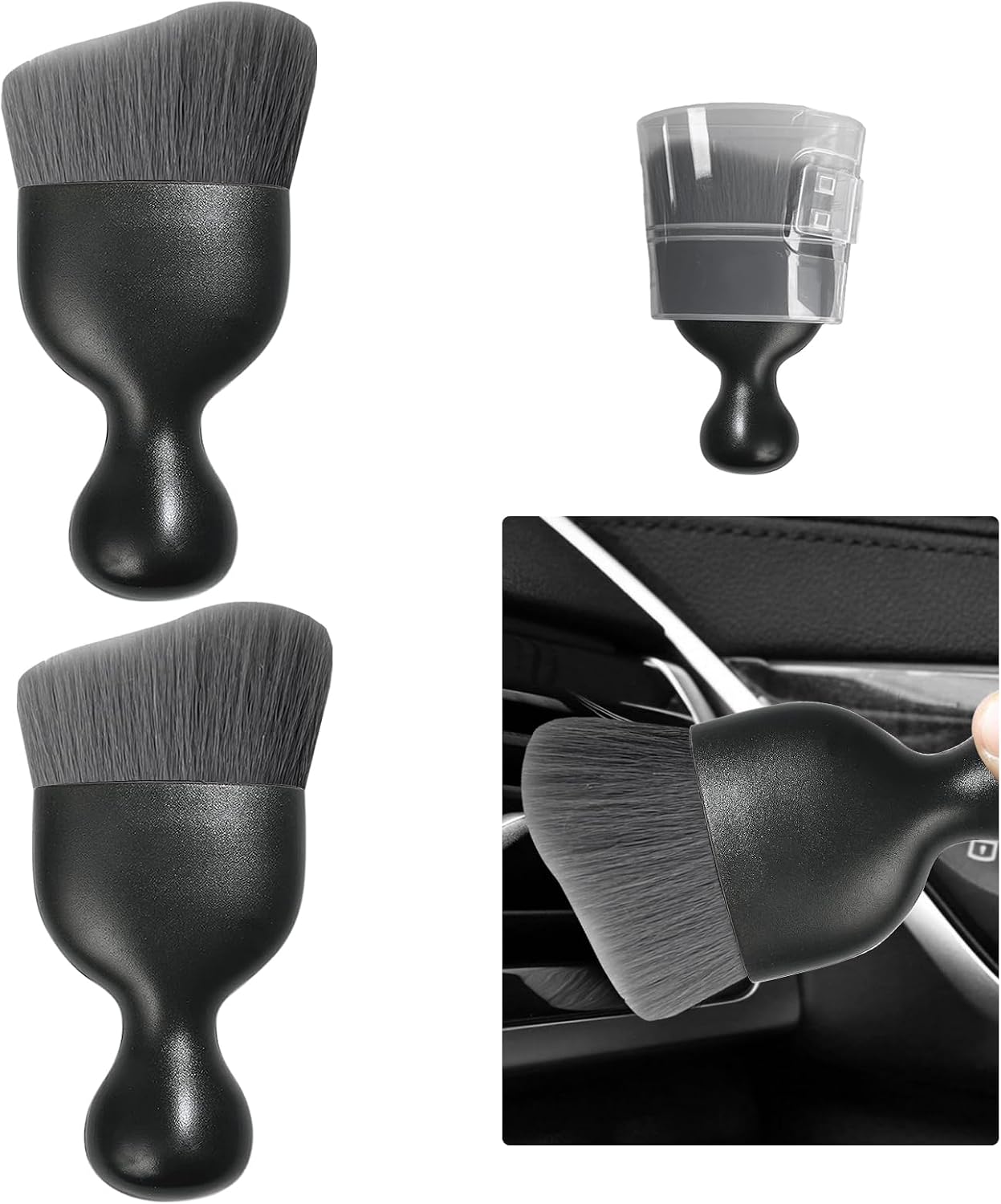 Curved Soft-Bristle Detailing Brush for Car Interiors