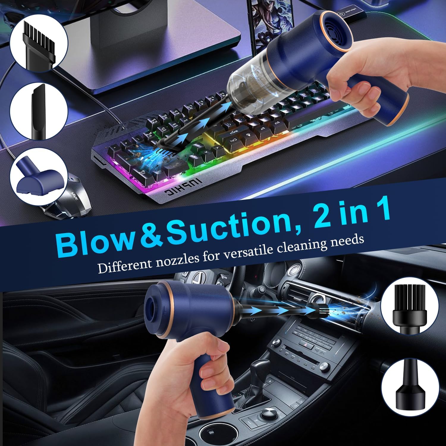 Handheld Car Vacuum Cleaner and Air Duster, 9000 Pa