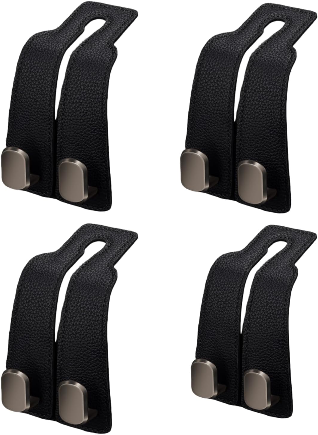 Leather-Wrapped Metal Headrest Hooks, Set of 2