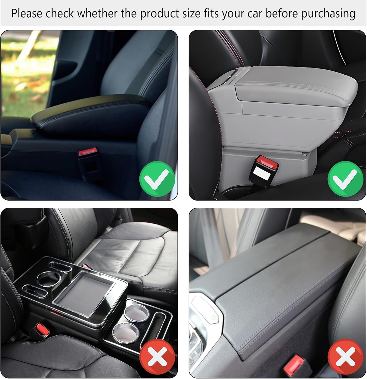 Microfibre Leather Centre Console Armrest Cover with Storage Pockets